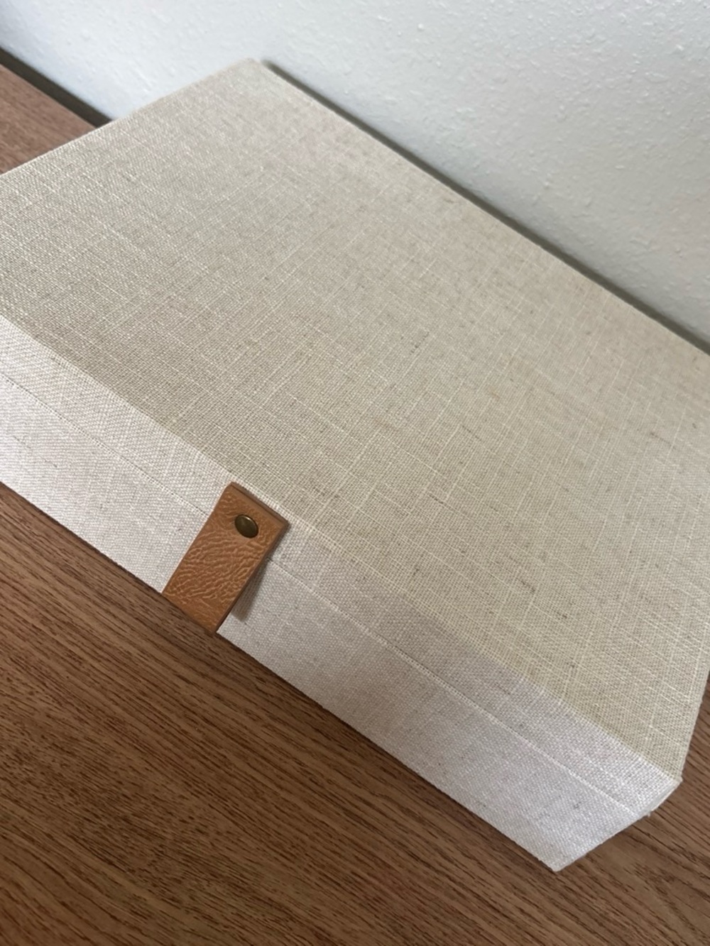 Hearth & Hand Linen Jewelry & Keepsake Storage Box Decorative Tan Leather Pull - Picture 2 of 4
